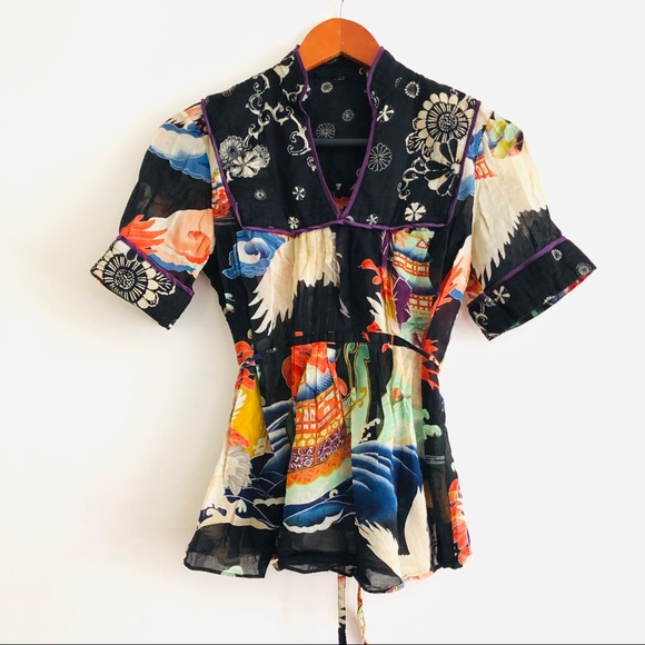 Lucky Brand Tops - lucky brand Asian Empire Waist Kimono Blouse